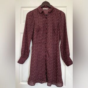 Abercrombie & Fitch Burgundy Polka Dot Shirt Dress Small